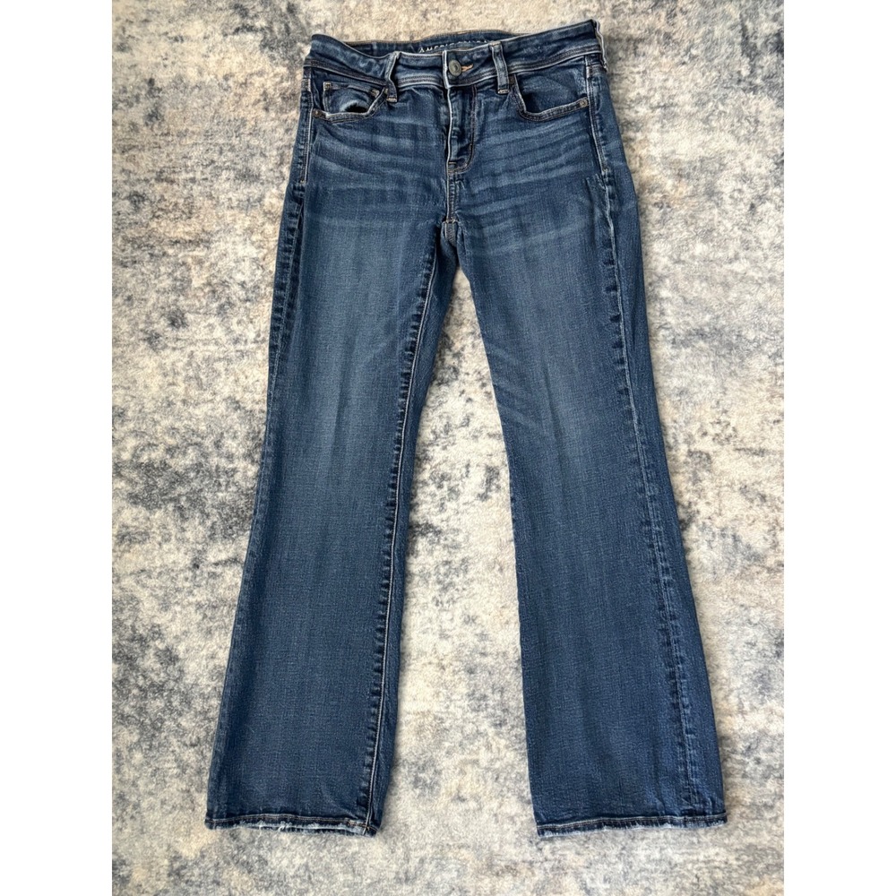 Women's American Eagle Kick Boot Blue Jeans - Y2K Size 4 Short Super Stretch